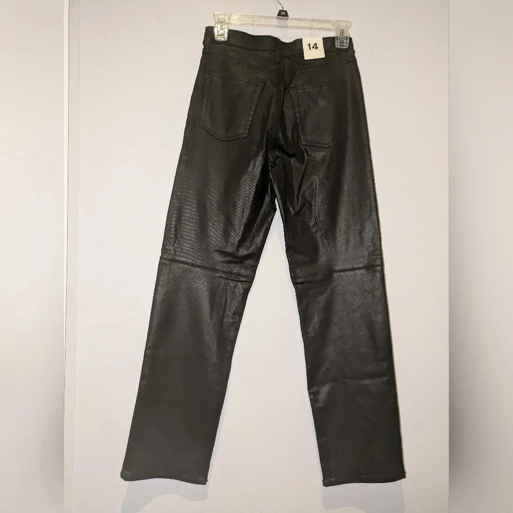 NWT GAP Teen Sky High 90s Loose Black Faux Leather Pants Size Teen 14